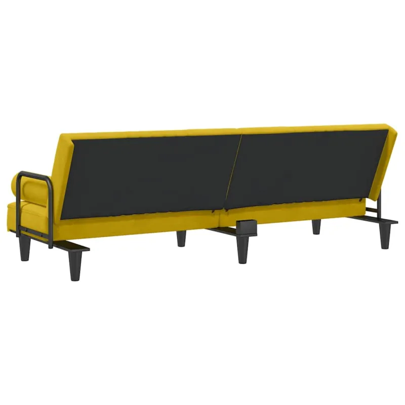 Sofa-lova su porankiais, geltonos spalvos, aksomas