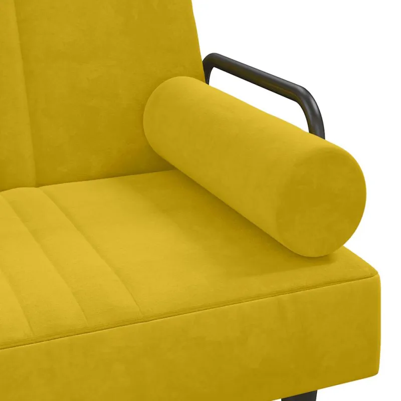 Sofa-lova su porankiais, geltonos spalvos, aksomas