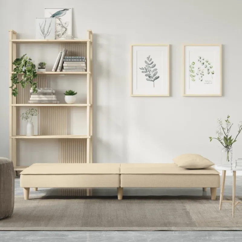 Sofa-lova, kreminės spalvos, audinys