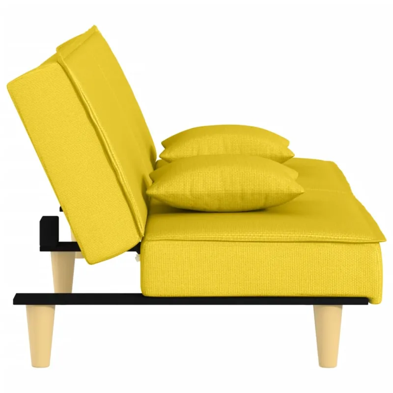 Dvivietė sofa-lova, šviesiai geltonos spalvos, audinys