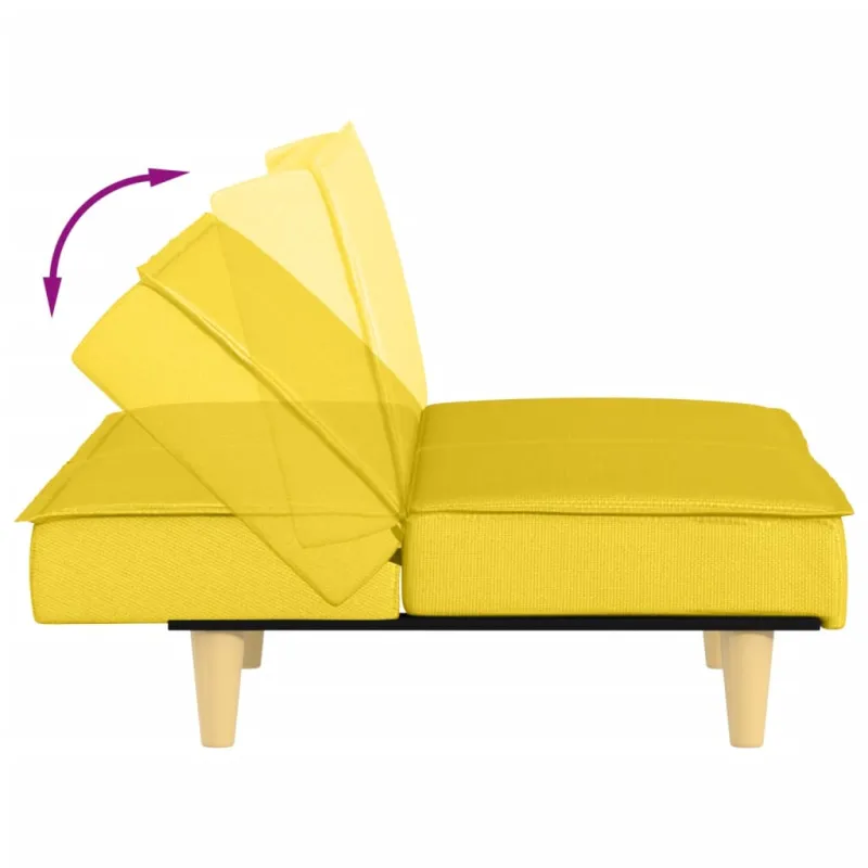 Dvivietė sofa-lova, šviesiai geltonos spalvos, audinys