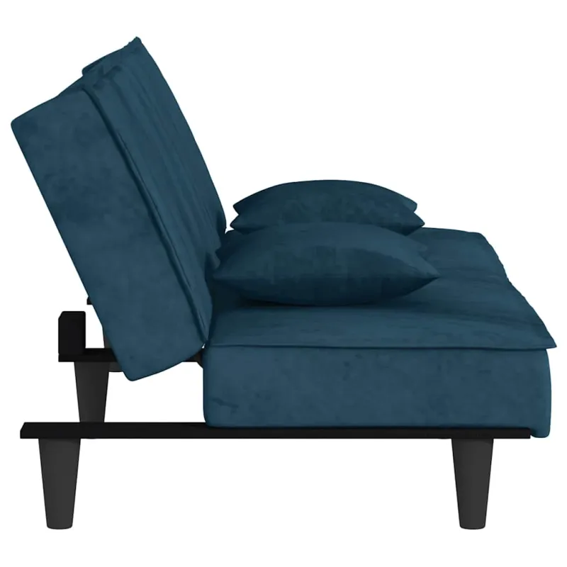 Sofa-lova, mėlynos spalvos, aksomas