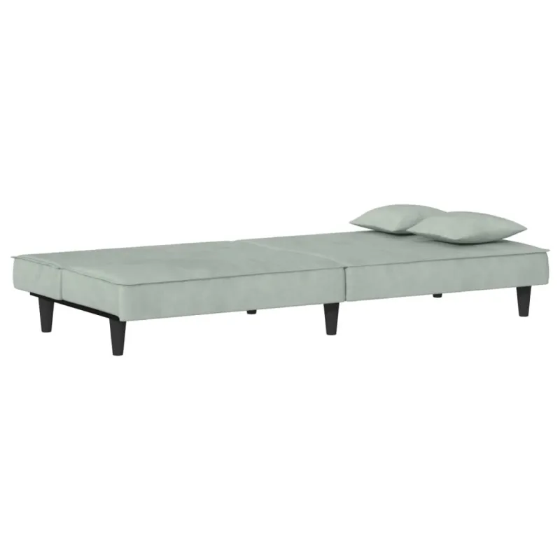 Sofa-lova, šviesiai pilkos spalvos, aksomas