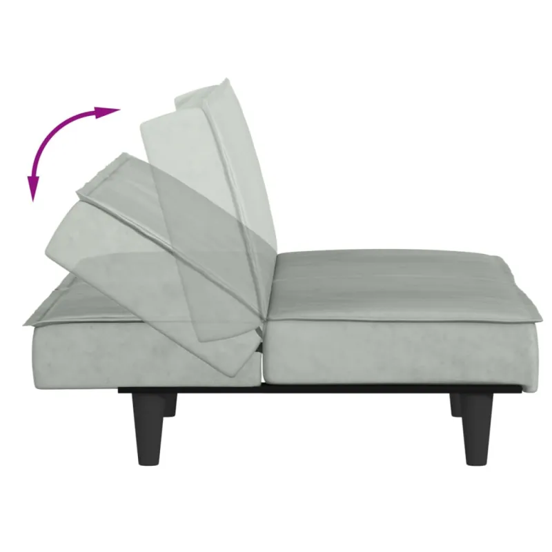 Sofa-lova, šviesiai pilkos spalvos, aksomas