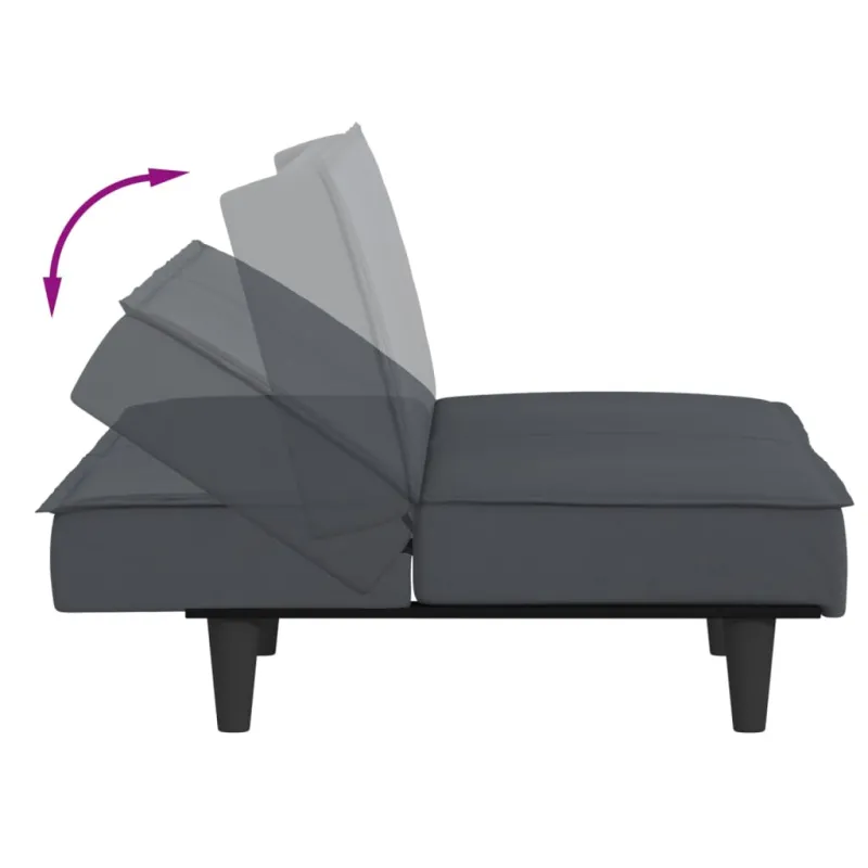 Sofa-lova, tamsiai pilkos spalvos, aksomas