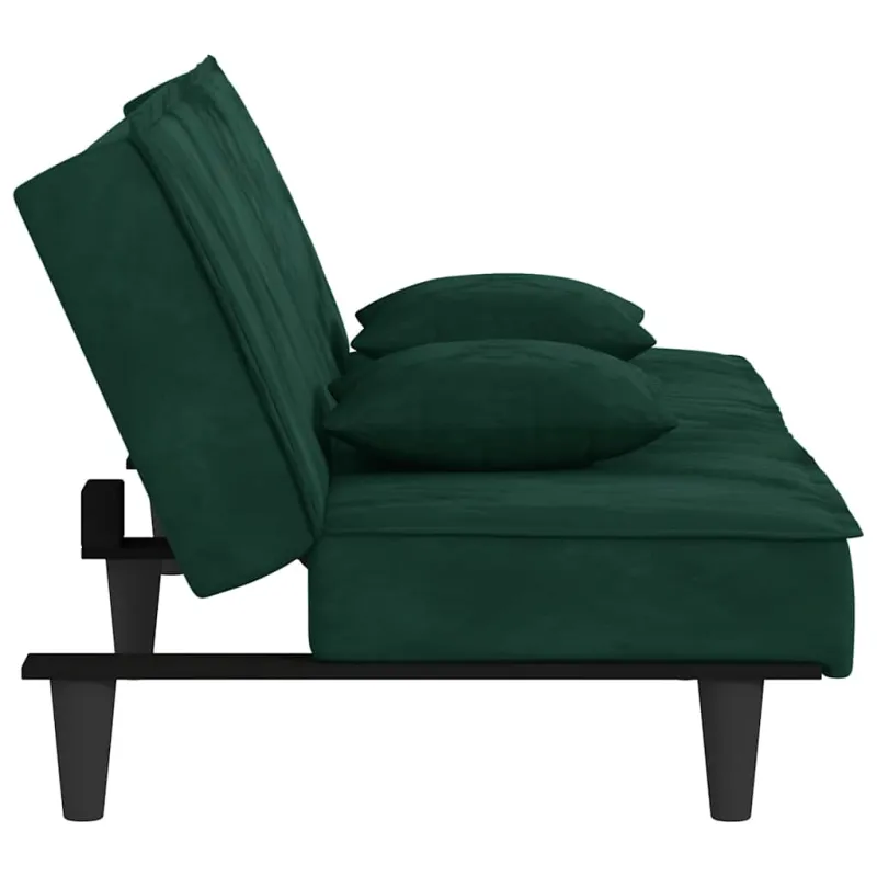 Sofa-lova, tamsiai žalios spalvos, aksomas