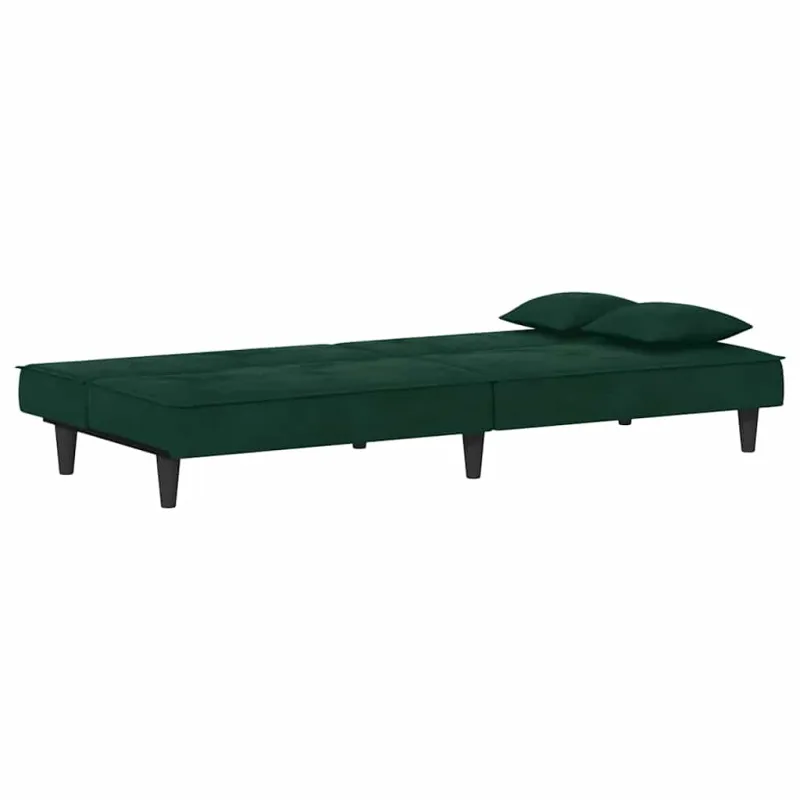 Sofa-lova, tamsiai žalios spalvos, aksomas
