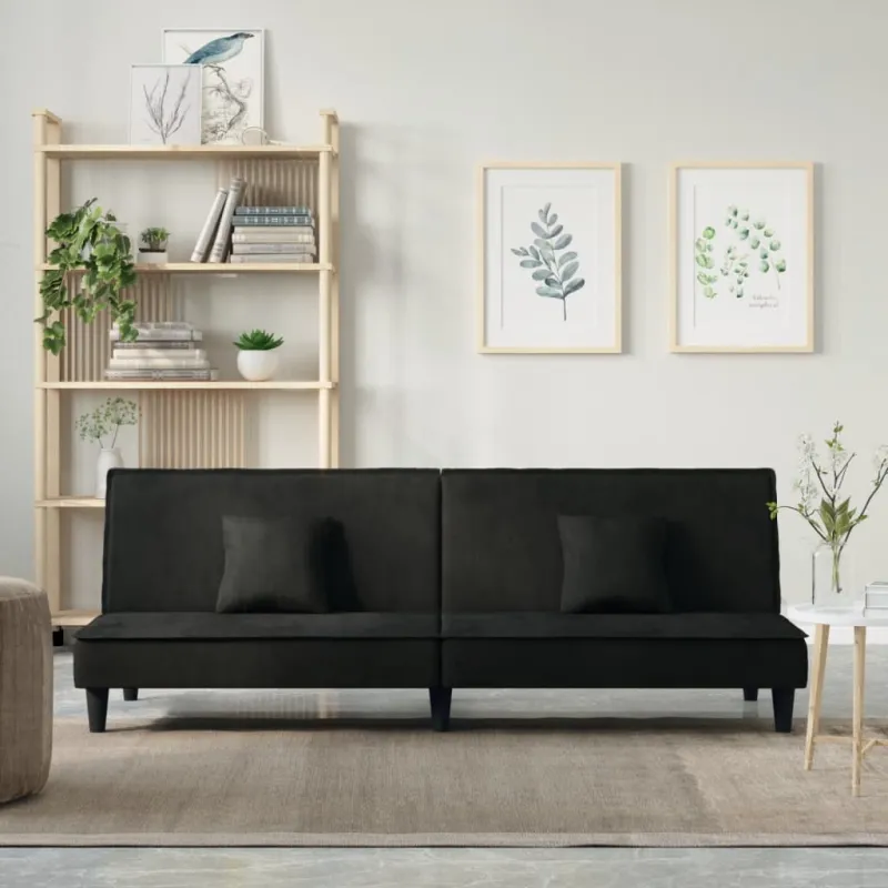 Sofa-lova, juodos spalvos, aksomas