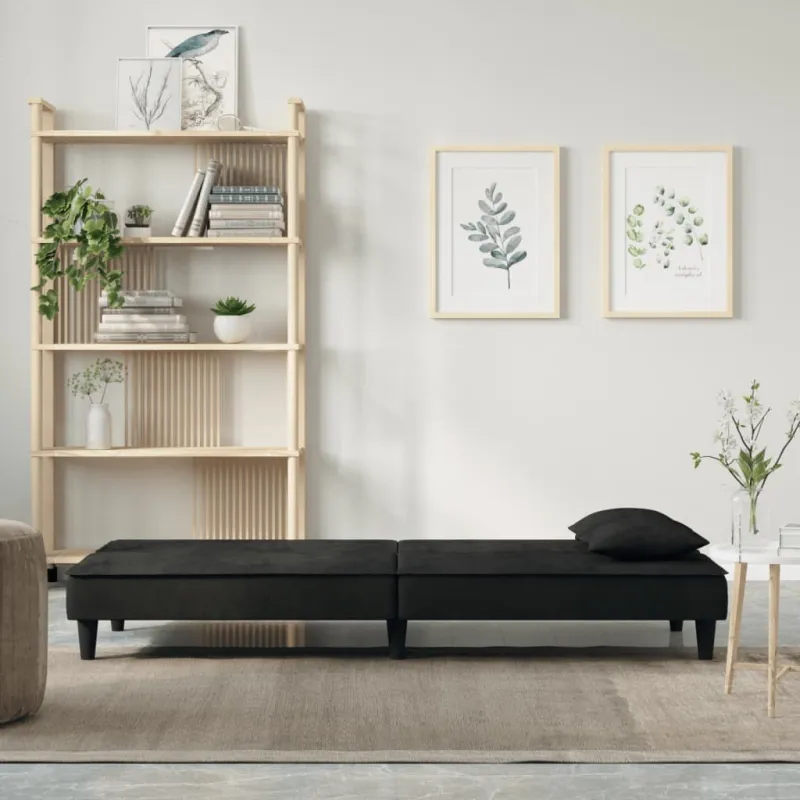 Sofa-lova, juodos spalvos, aksomas