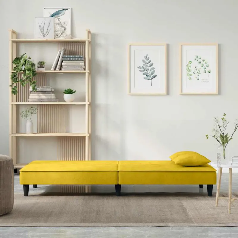 Sofa-lova, geltonos spalvos, aksomas