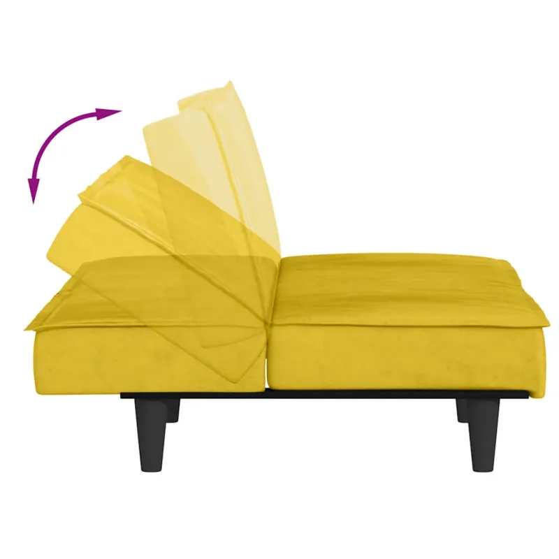 Sofa-lova, geltonos spalvos, aksomas