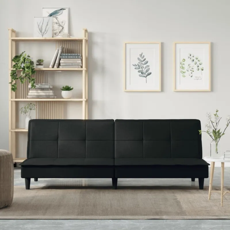 Sofa-lova, juodos spalvos, audinys