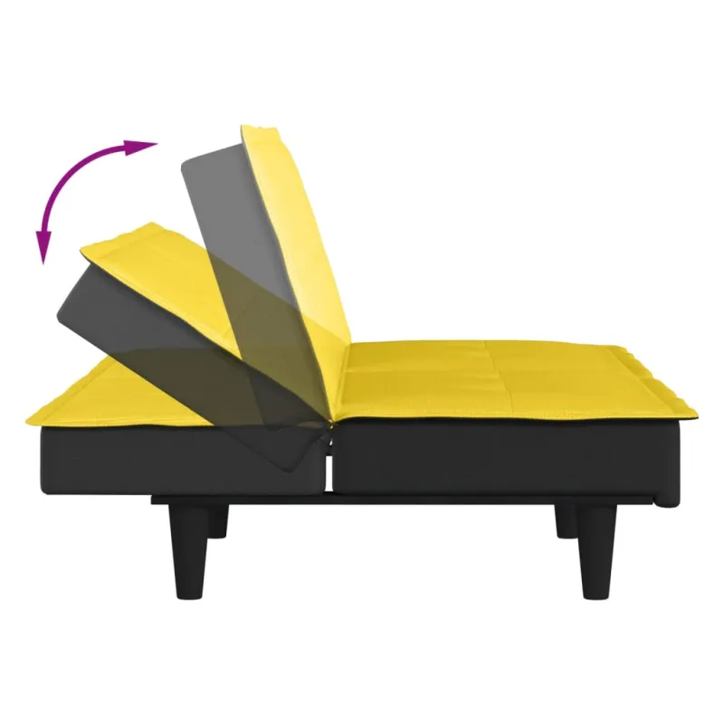 Dvivietė sofa-lova, šviesiai geltonos spalvos, audinys