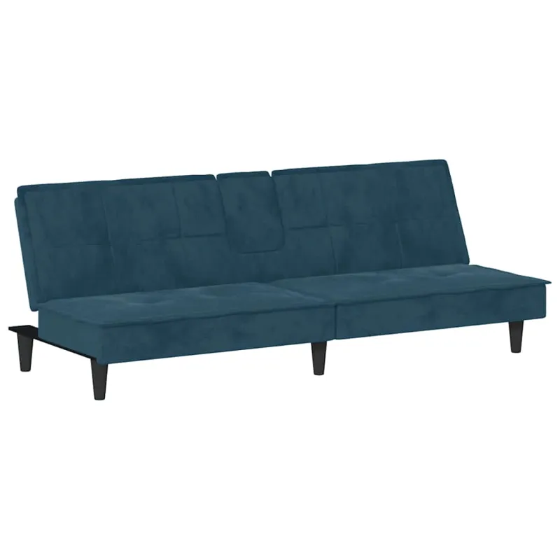 Sofa-lova su puodelių laikikliais, mėlynos spalvos, aksomas