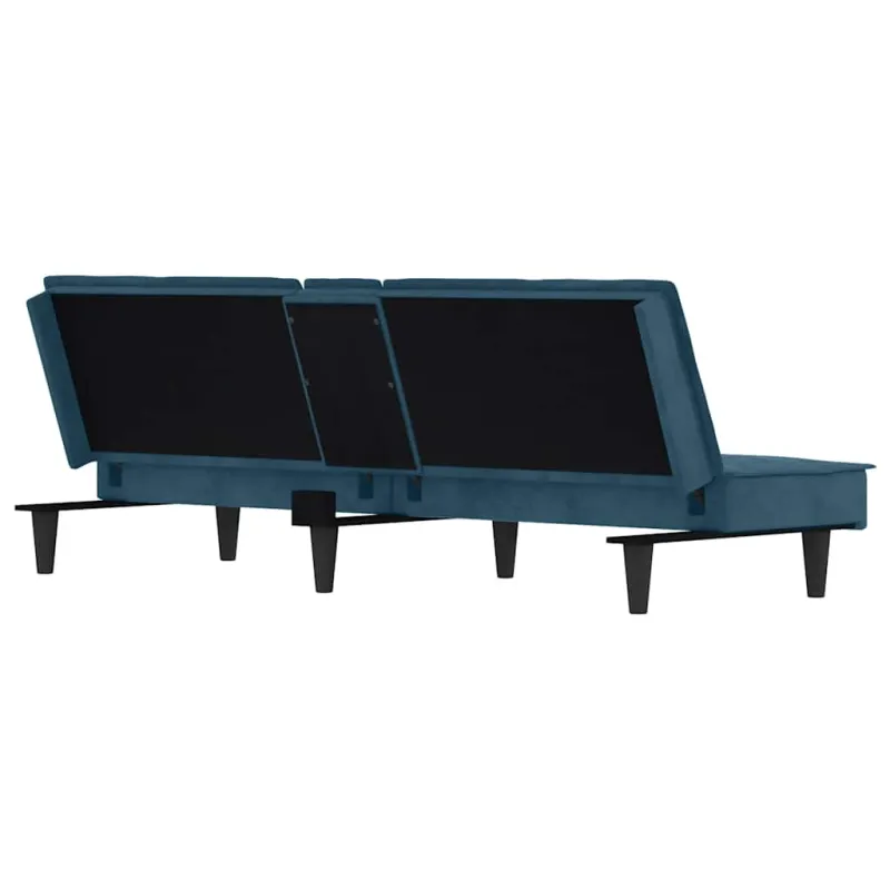 Sofa-lova su puodelių laikikliais, mėlynos spalvos, aksomas
