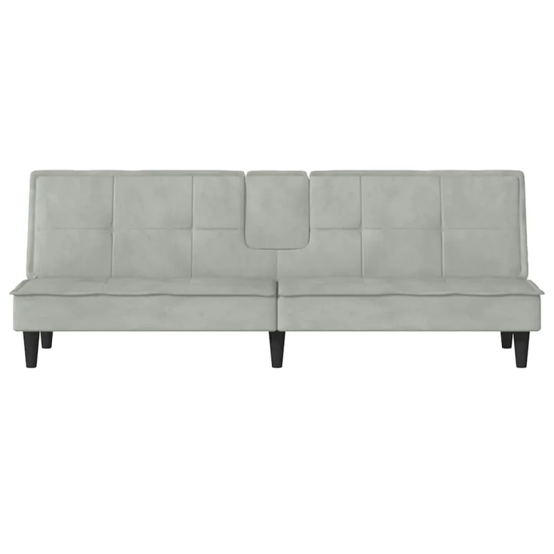 Sofa-lova su puodelių laikikliais, šviesiai pilka, aksomas