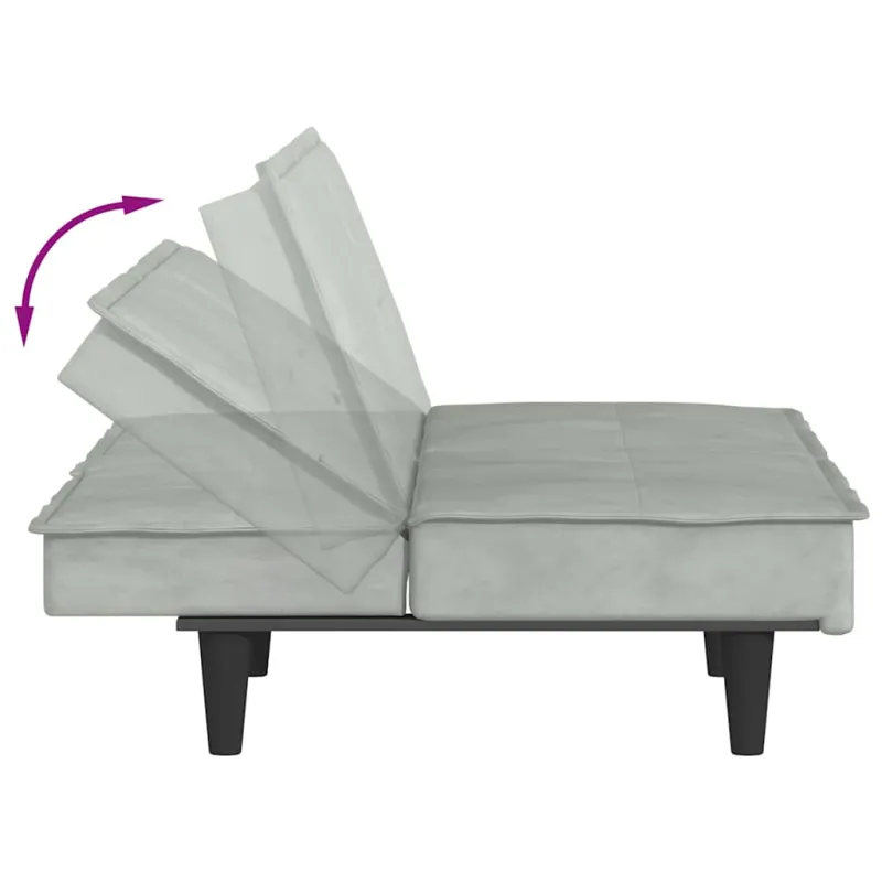 Sofa-lova su puodelių laikikliais, šviesiai pilka, aksomas