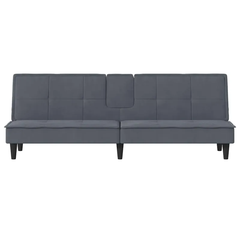 Sofa-lova su puodelių laikikliais, tamsiai pilka, aksomas