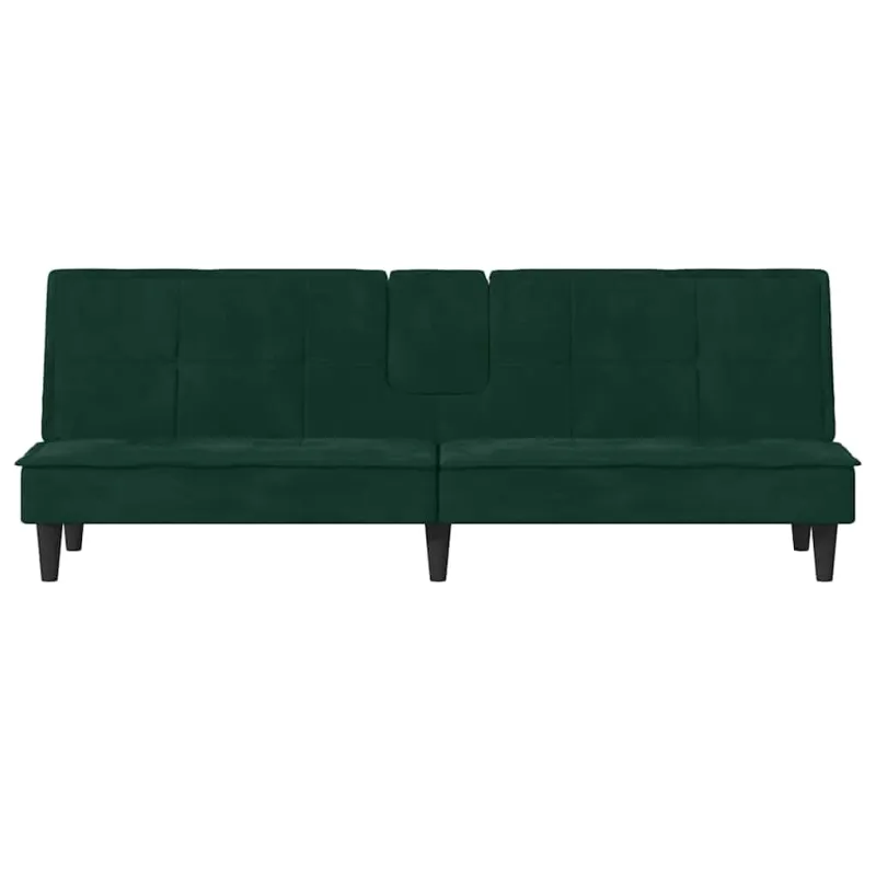 Sofa-lova su puodelių laikikliais, tamsiai žalia, aksomas