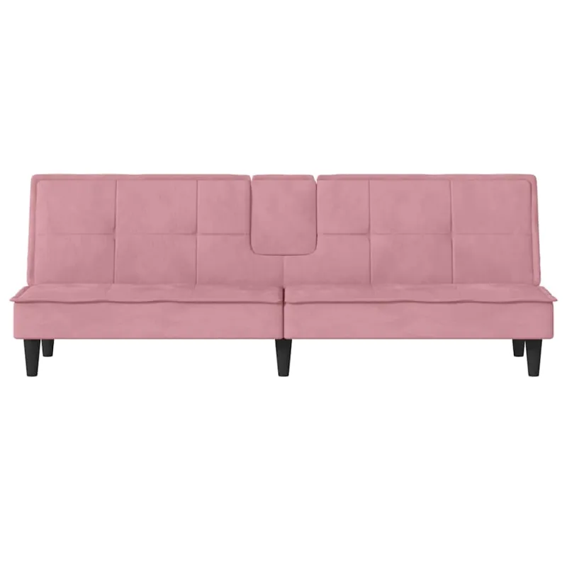 Sofa-lova su puodelių laikikliais, rožinės spalvos, aksomas