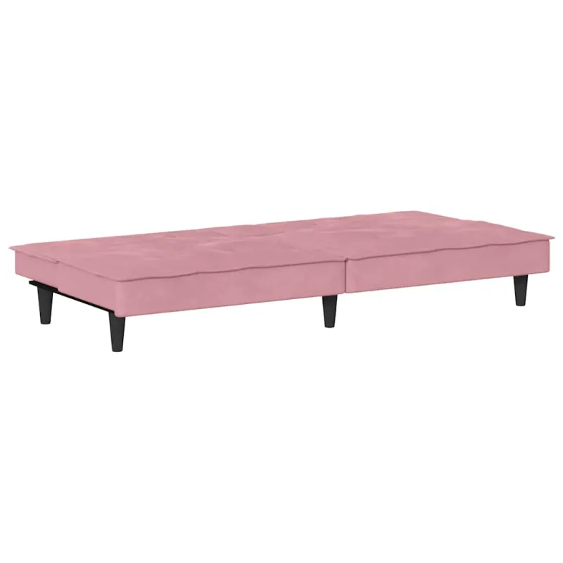 Sofa-lova su puodelių laikikliais, rožinės spalvos, aksomas