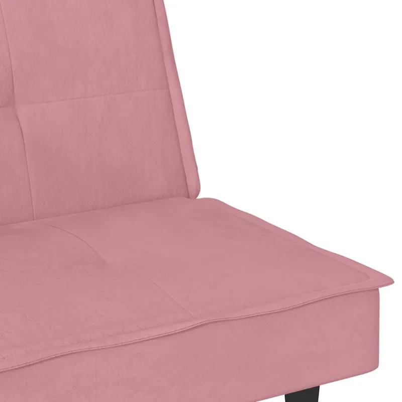 Sofa-lova su puodelių laikikliais, rožinės spalvos, aksomas