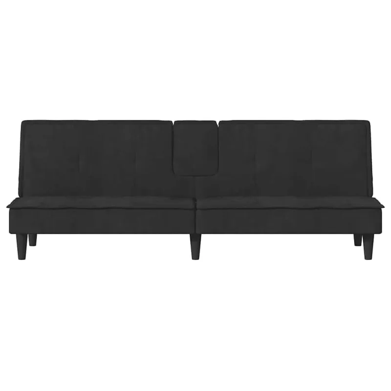 Sofa-lova su puodelių laikikliais, juodos spalvos, aksomas