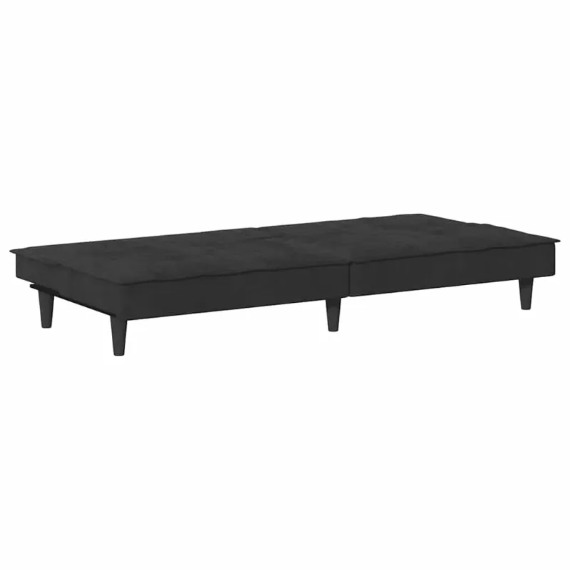 Sofa-lova su puodelių laikikliais, juodos spalvos, aksomas