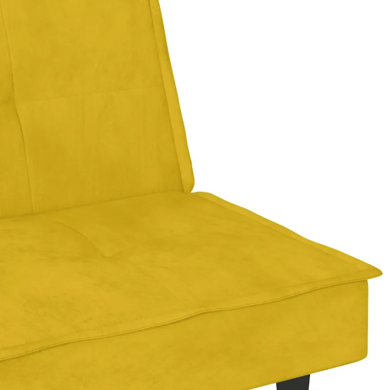 Sofa-lova su puodelių laikikliais, geltonos spalvos, aksomas