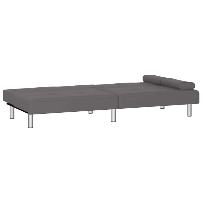 Sofa-lova su puodelių laikikliais, pilkos spalvos, dirbtinė oda