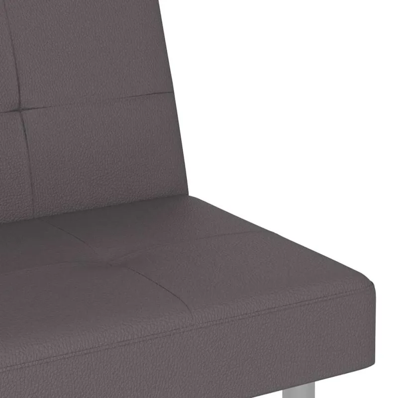 Sofa-lova su puodelių laikikliais, pilkos spalvos, dirbtinė oda