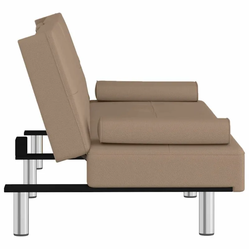 Sofa-lova su puodelių laikikliais, kapučino, dirbtinė oda