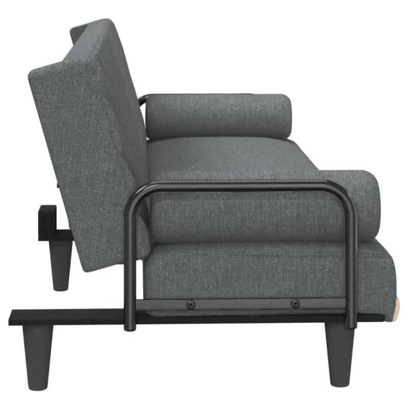 Sofa-lova su porankiais, tamsiai pilkos spalvos, audinys