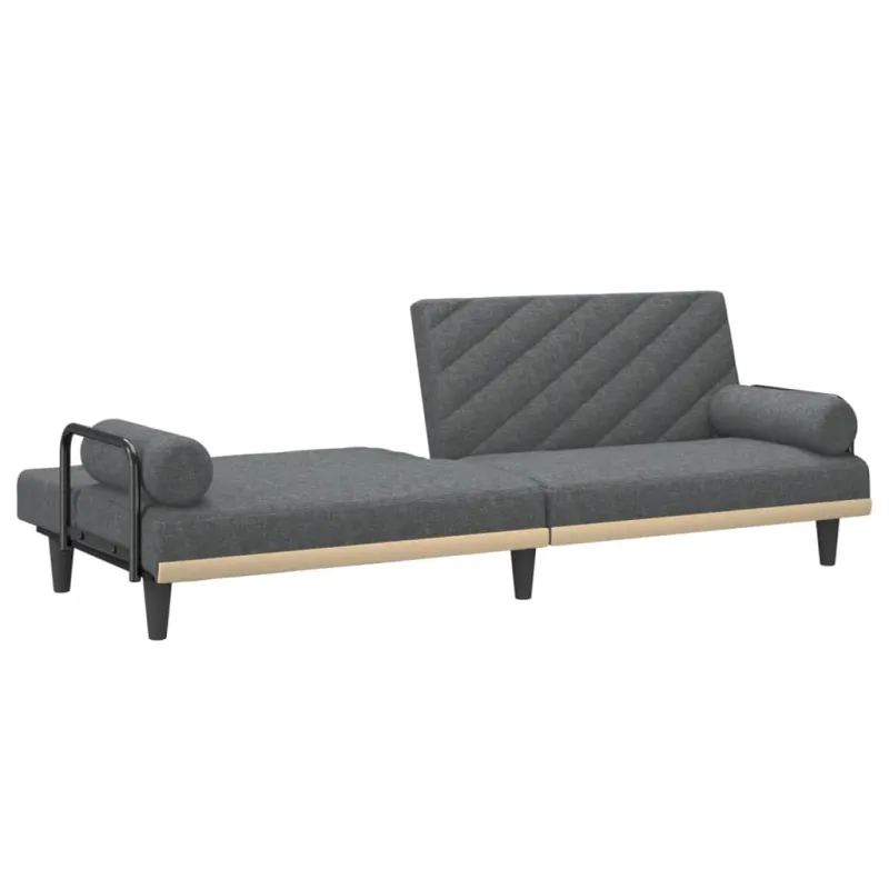 Sofa-lova su porankiais, tamsiai pilkos spalvos, audinys