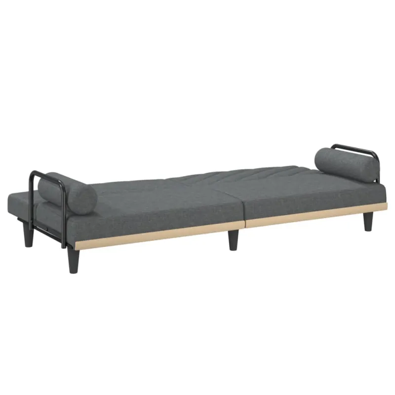 Sofa-lova su porankiais, tamsiai pilkos spalvos, audinys