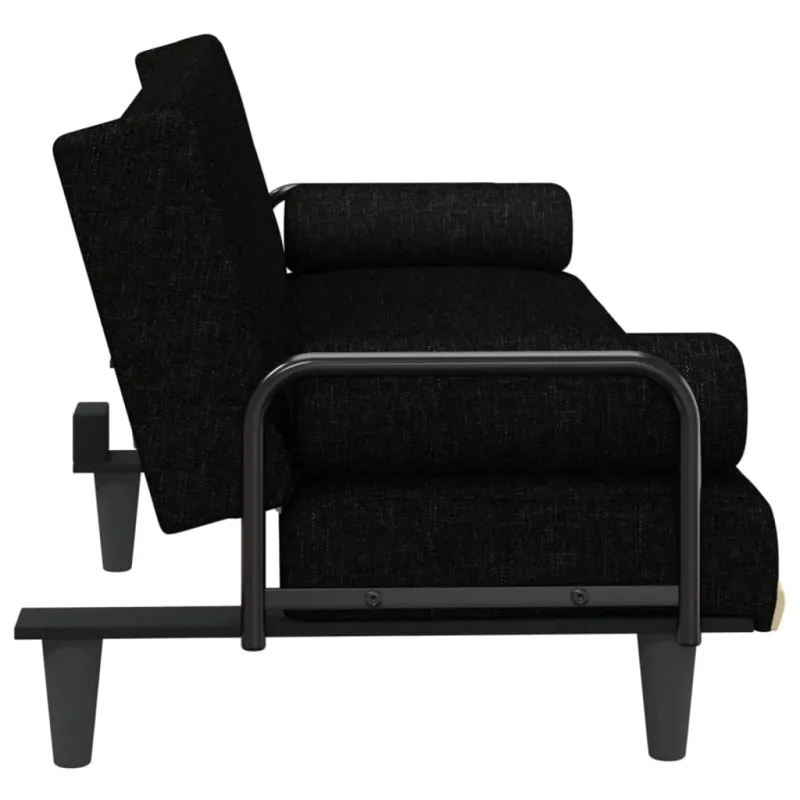 Sofa-lova su porankiais, juodos spalvos, audinys