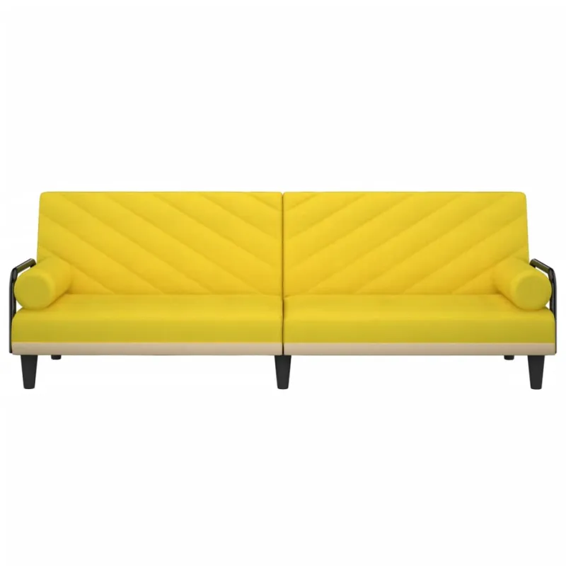 Sofa-lova su porankiais, šviesiai geltonos spalvos, audinys