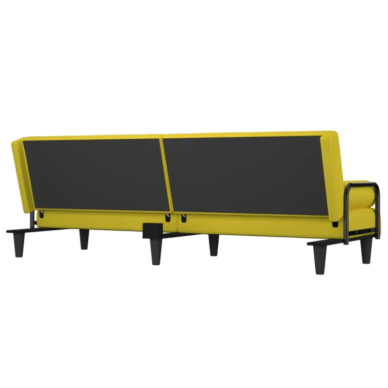 Sofa-lova su porankiais, šviesiai geltonos spalvos, audinys