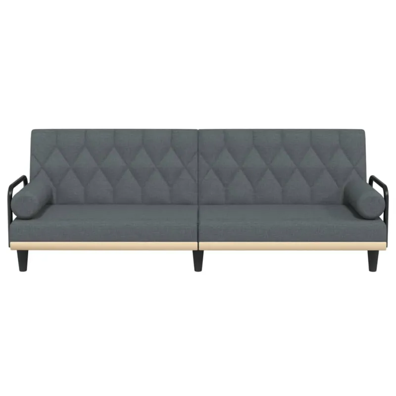Sofa-lova su porankiais, tamsiai pilkos spalvos, audinys
