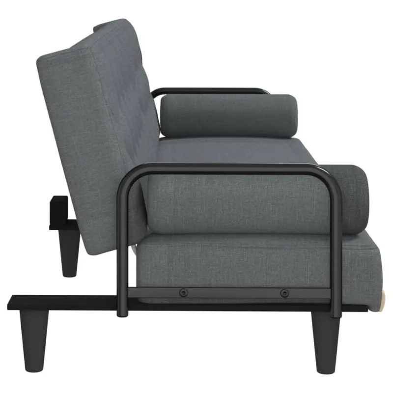 Sofa-lova su porankiais, tamsiai pilkos spalvos, audinys