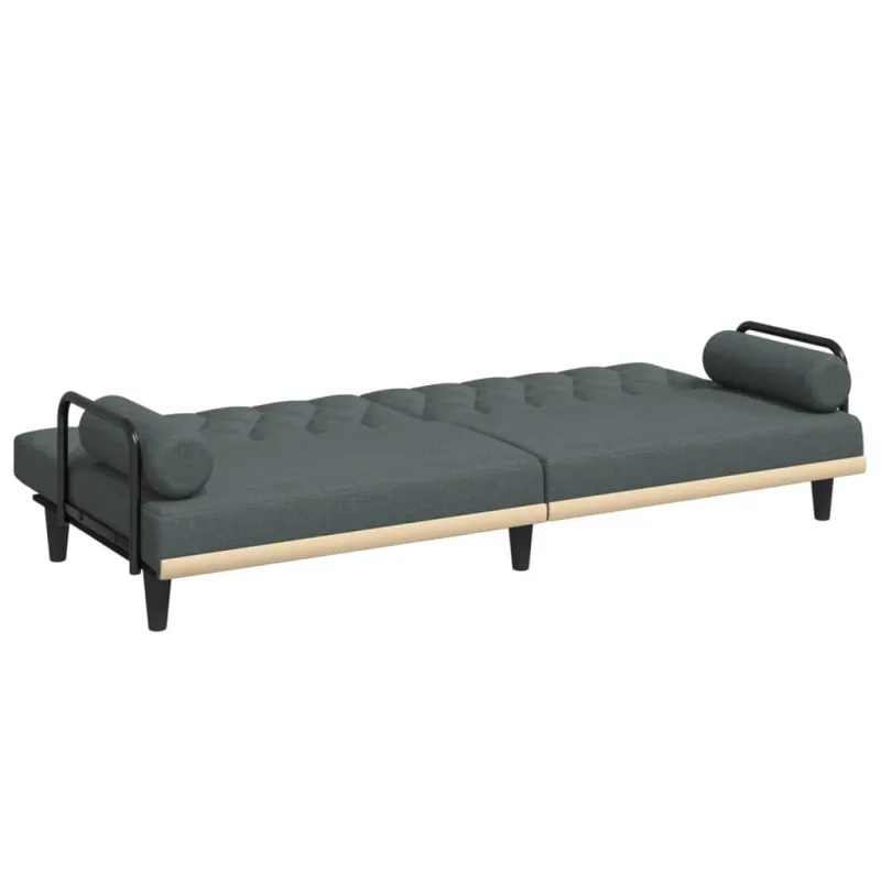 Sofa-lova su porankiais, tamsiai pilkos spalvos, audinys