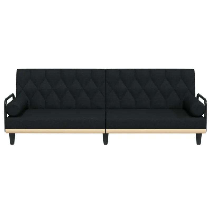 Sofa-lova su porankiais, juodos spalvos, audinys