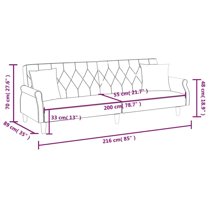 Sofa-lova su porankiais, šviesiai pilkos spalvos, aksomas