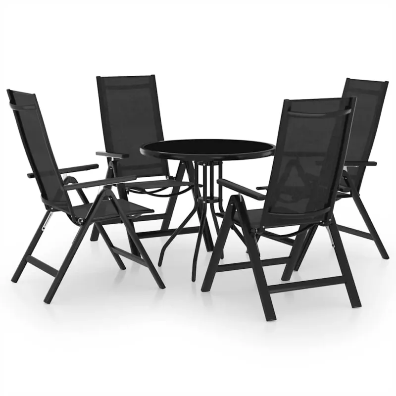 Bistrokalustesarja, 5 osaa, musta ja antrasiitin väri