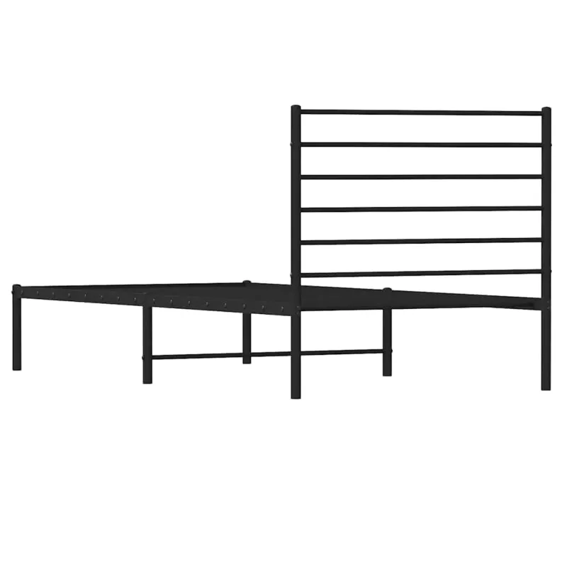 Metalinis lovos rėmas su galvūgaliu, juodos spalvos, 107x203cm