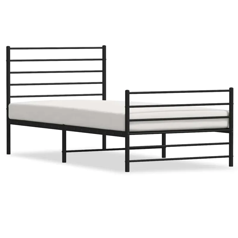 Lovos rėmas su galvūgaliu/kojūgaliu, juodas, 107x203cm, metalas
