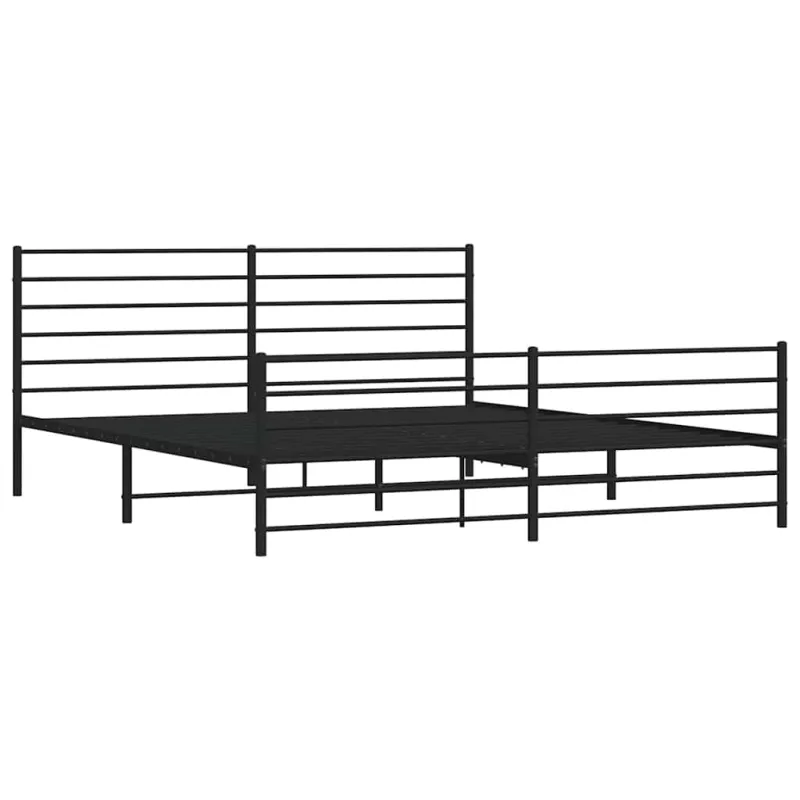 Lovos rėmas su galvūgaliu/kojūgaliu, juodas, 183x213cm, metalas