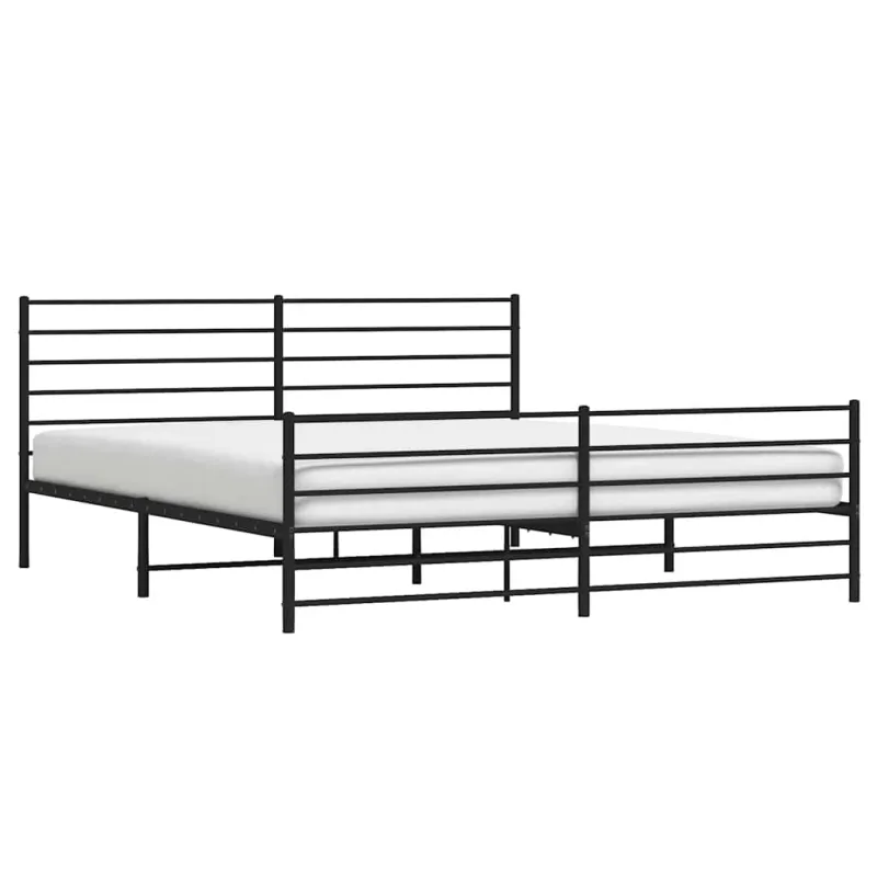 Lovos rėmas su galvūgaliu/kojūgaliu, juodas, 183x213cm, metalas