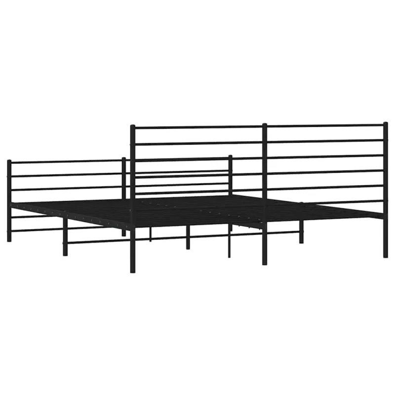 Lovos rėmas su galvūgaliu/kojūgaliu, juodas, 183x213cm, metalas
