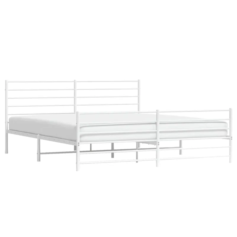 Lovos rėmas su galvūgaliu/kojūgaliu, baltas, 183x213cm, metalas
